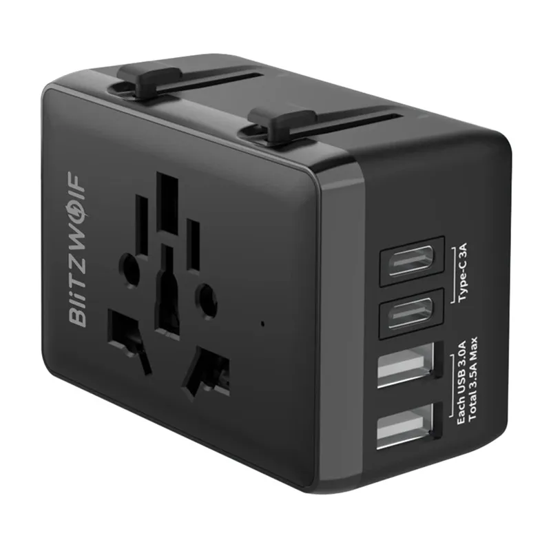 blitzwolf bw-ta1 4-in-1 travel adapter 2xusb + c + pd 20w - slika 1