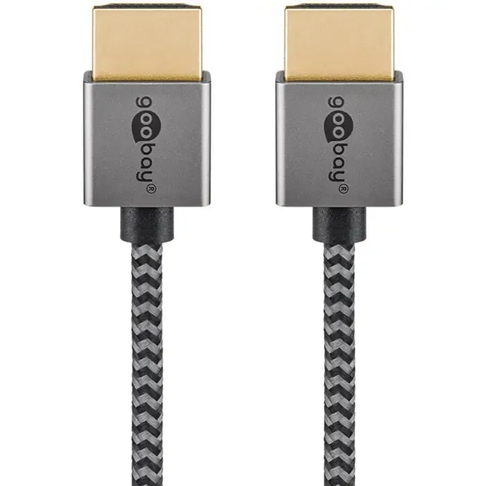 goobay plus slim high speed hdmi cable with ethernet, 8k @ 60hz (grey, 2 meters) - slika 3