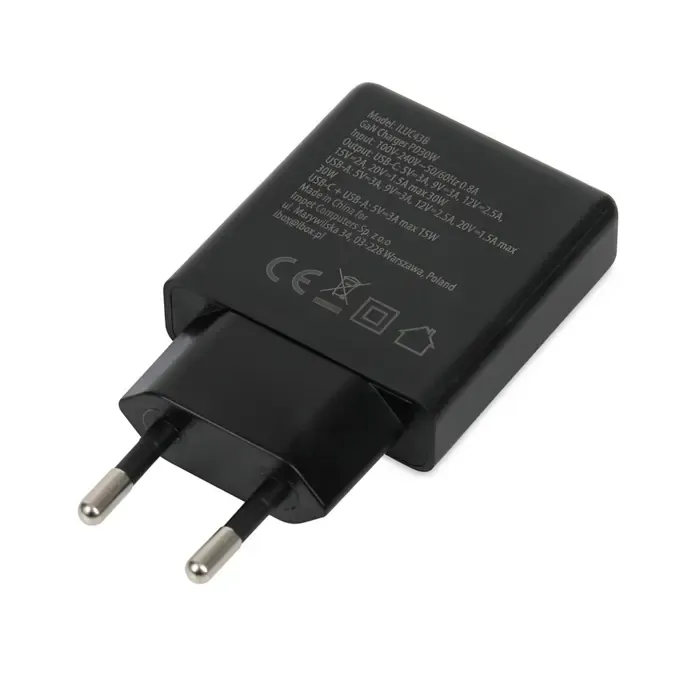 ibox c-43 slim gan pd30w wall charger, black - slika 2