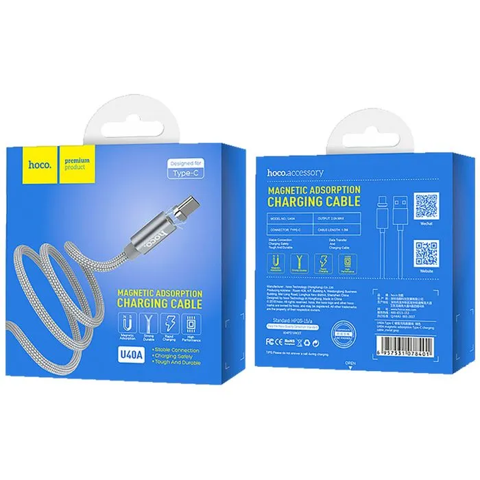 hoco. usb kabel za smartphone, metal magnetic, type c, 2.0 a - u40a magnetic type c - slika 2