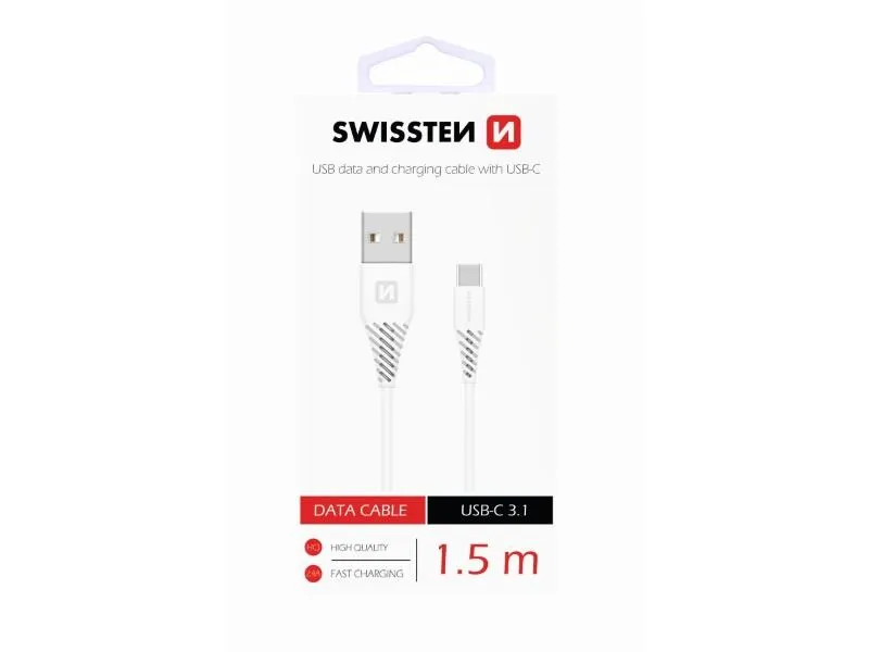 swissten kabel usb/usb-c, 3.1, 1.5m, bijeli - 03080029 - slika 1