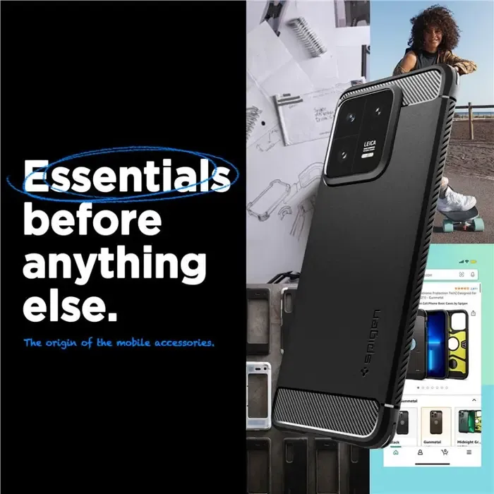 spigen rugged armor, zaštitna maska za telefon, crna - xiaomi 13 pro (acs05325) - slika 2