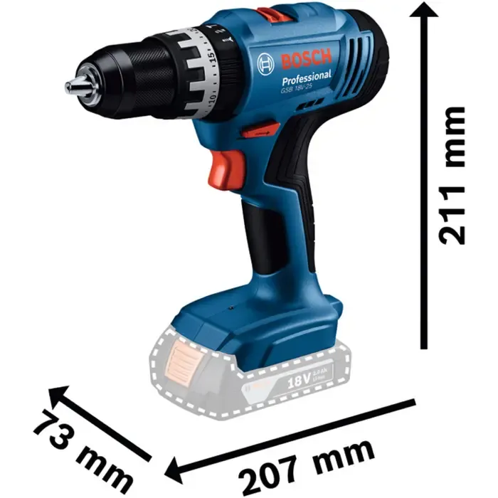 bosch powertools cordless impact drill gsb 18v-25 professional solo, 18 volts (blue/black, without battery and charger, in l-boxx) - slika 3