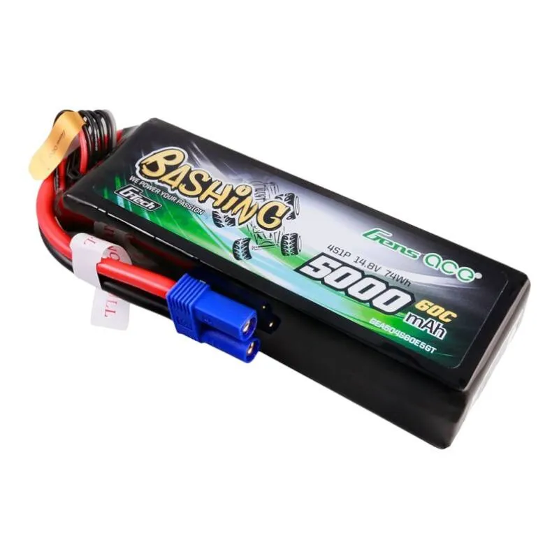 gens ace g-tech 5000mah 14.8v 4s1p 60c lipo battery pack with ec5 plug-bashing series - slika 3