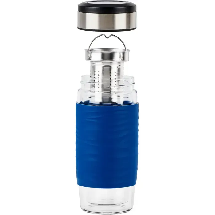emsa tea mug thermal tea mug 0.4 liters (blue/transparent, glass, screw cap) - slika 2