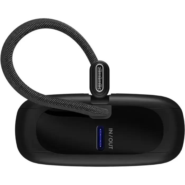 goobay power bank 10,000 mah, integrated usb-c cable 13cm, 20 watt black, 10 ah, 1x usb-a, 2x usb-c, pd, qc - slika 2