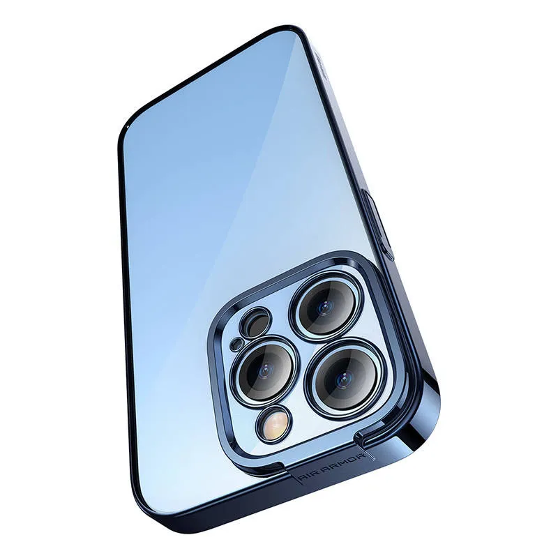 baseus glitter transparent case and tempered glass set for iphone 14 pro (blue) - slika 3