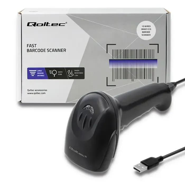 qoltec 50866 laser barcode reader 1d | ccd | usb | black - slika 3