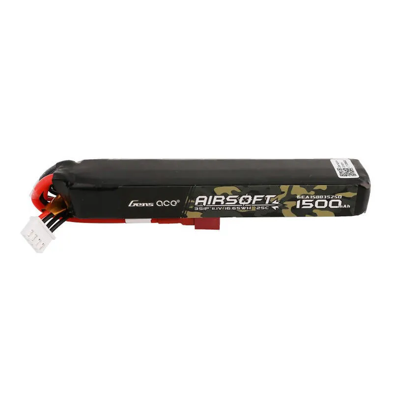 gens ace 25c 1500mah 3s1p 11.1v airsoft gun lipo battery with t plug - slika 2