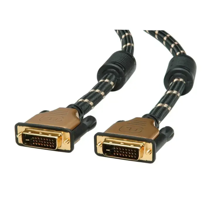 roline gold dvi kabel, dvi-d (24+1) dual link, m/m, 1.0m, crno/zlatni - slika 3