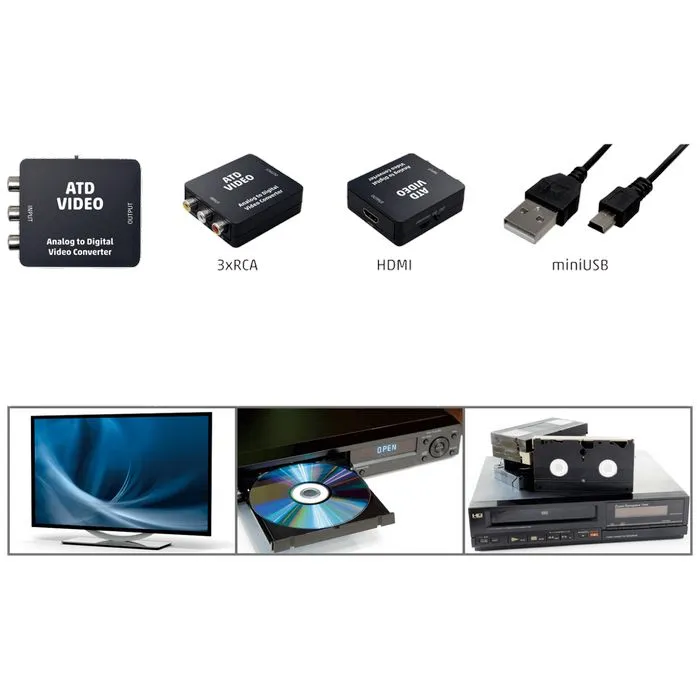 home analogno - digitalni video konverter, 3 x rca na hdmi - atd video - slika 2