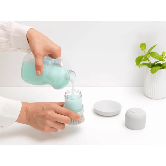 brabantia dish brush with soap dispenser, light gray - slika 4