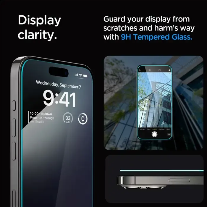 spigen glass tr ez fit, transparency, zaštitno staklo za ekran telefona, 2 kom - iphone 15 pro (agl06892) - slika 2