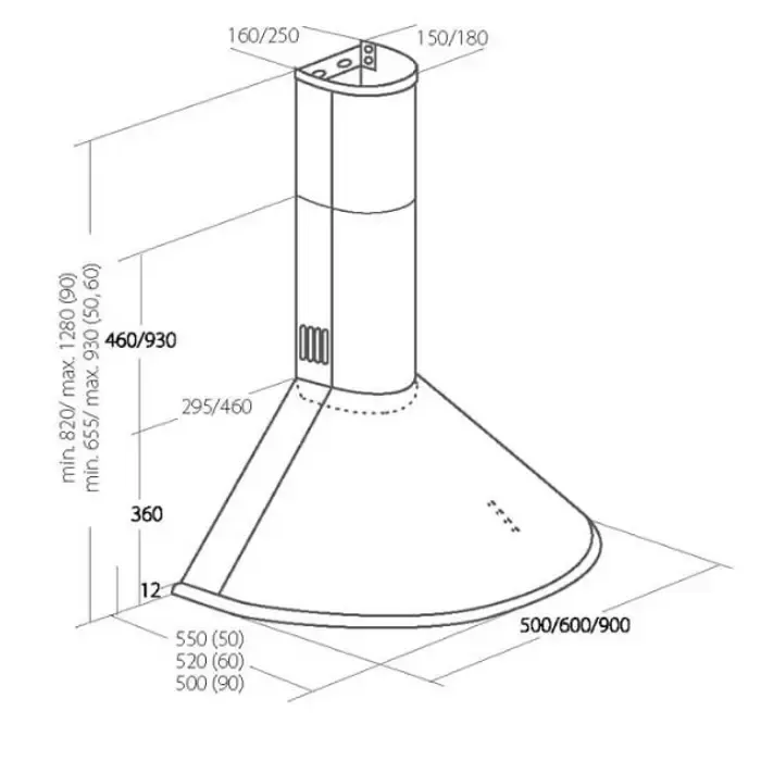 chimney hood akpo wk-4 dandys gold 60 cm 450 m3/h, black - slika 2