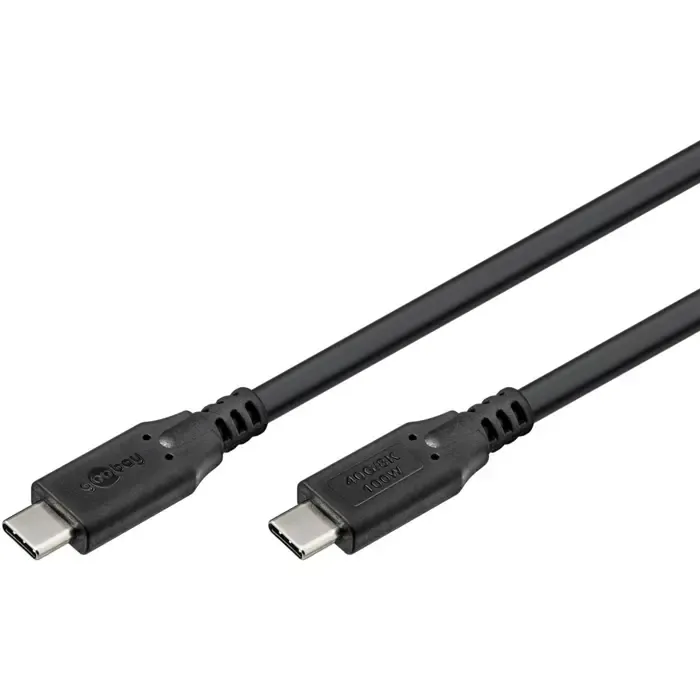 goobay usb4 gen 3x2 cable, usb-c plug > usb-c plug, 40gbit/s (black, 1 meter, pd, charging with up to 100 watts) - slika 2