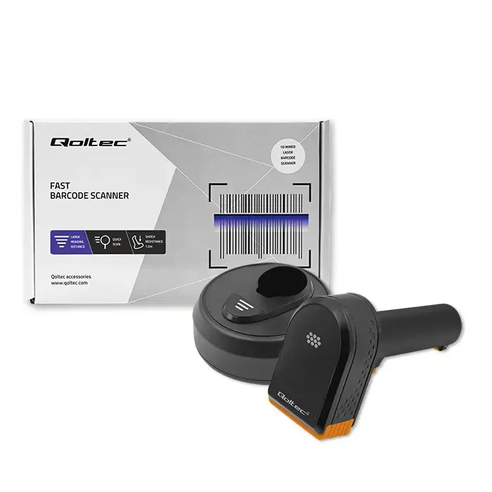 qoltec wireless 1d barcode reader | 2d |+ docking station - slika 3