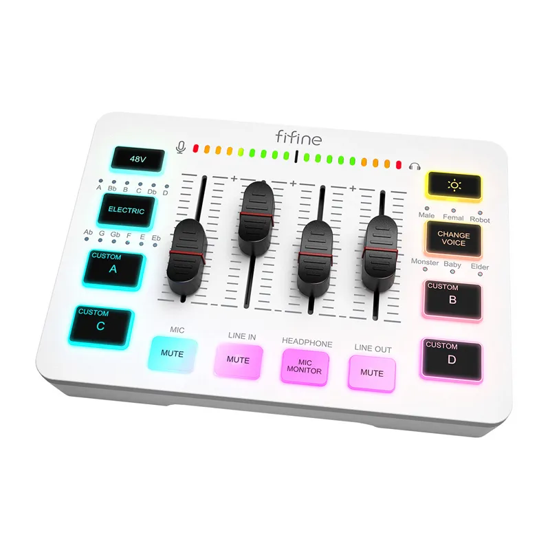 fifine sc3w audio mixer (white) - slika 2