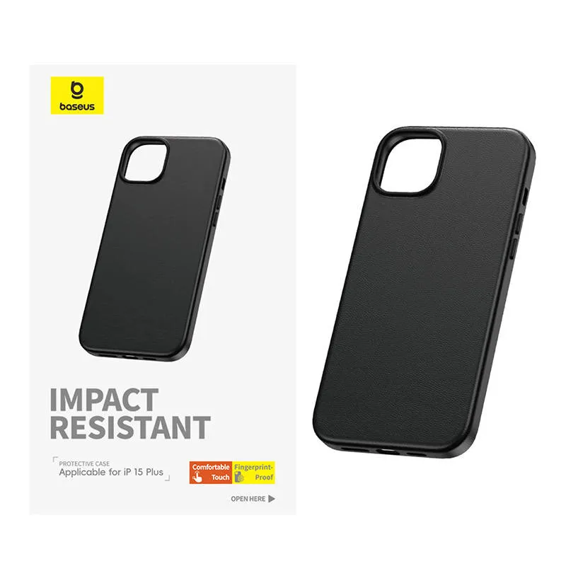 phone case for iphone 15 plus baseus fauxther series (black) - slika 3