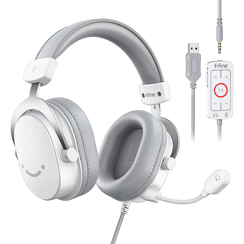 fifine h9w gaming headphones (white) - slika 3