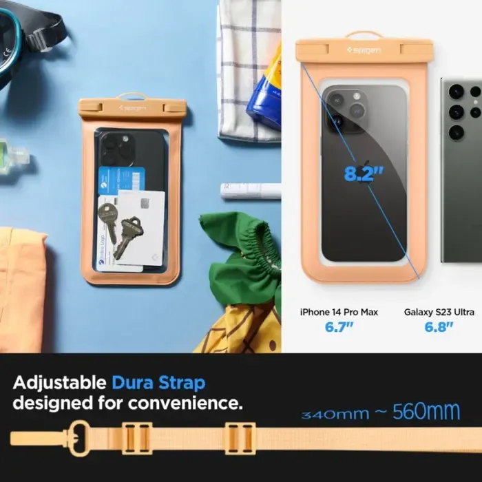 spigen a601 vodootporna torbica za telefon, apricot (acs06007) - slika 2