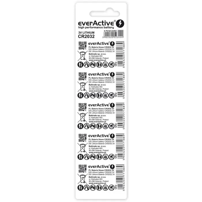 lithium batteries everactive cr2032 - blister 5 pcs - slika 2