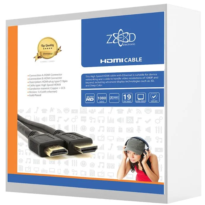 zed electronic hdmi kabel, 10 met, ver. 1.4 - hdmi/10 - slika 1