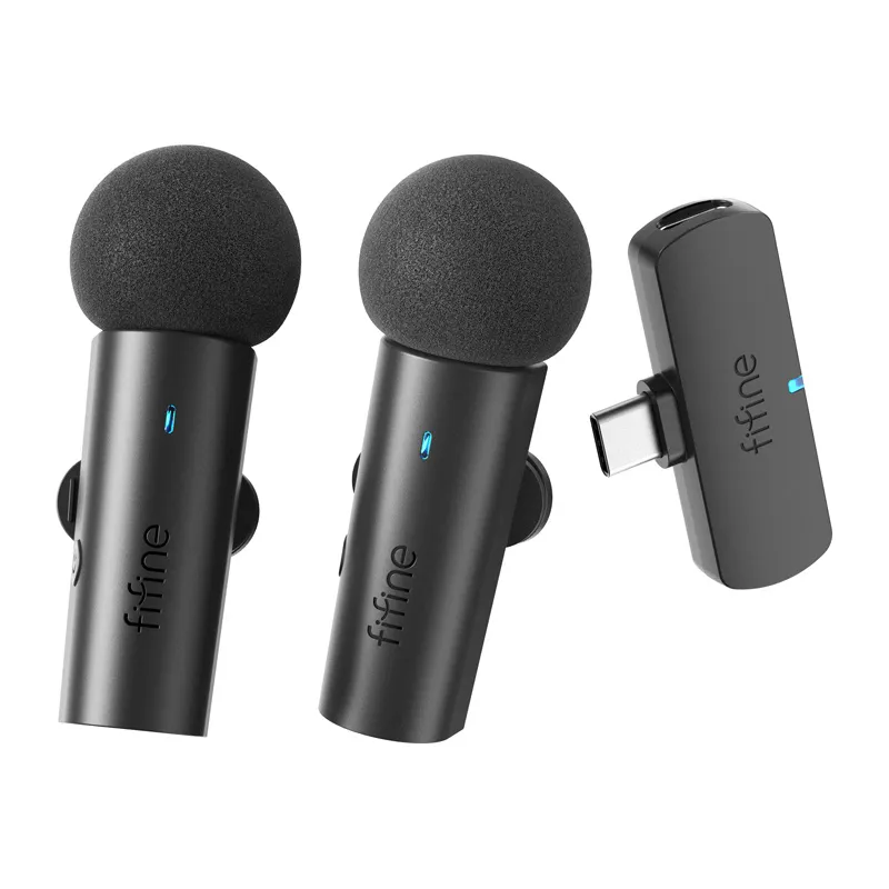 fifine m8 wireless tie microphone set, 2pcs (black) - slika 1