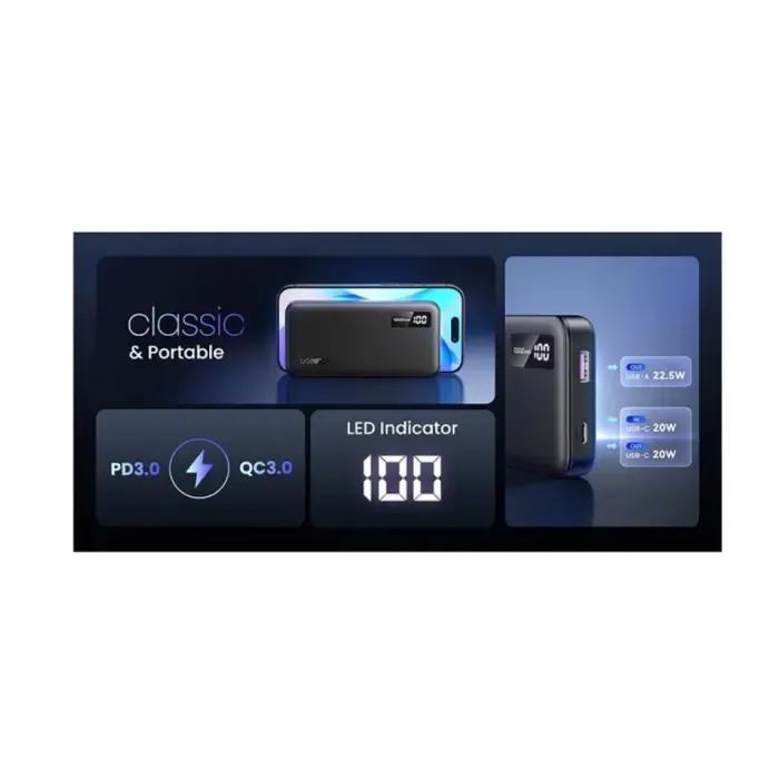 ugreen prijenosni punjač (powerbank) 10.000 mah, usb-c, sivi - slika 4
