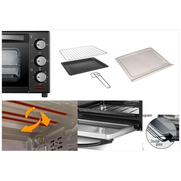zilan mini pećnica sa grillom, zapremina 45 l, 2000 w, crna - zln1024 - slika 2