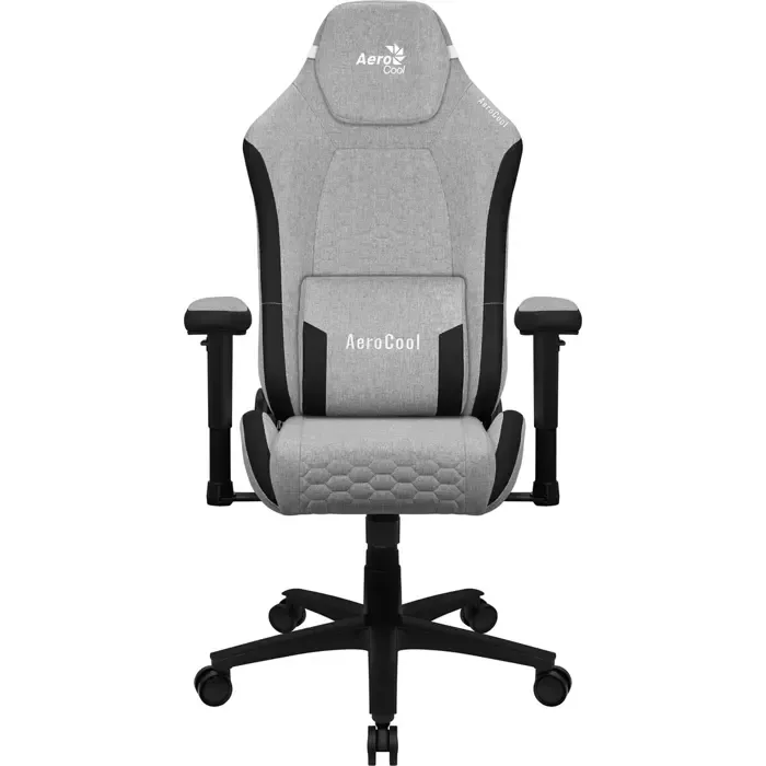 aerocool crownashgr, ergonomic gaming chair, adjustable cushions, aeroweave technology, grey - slika 2