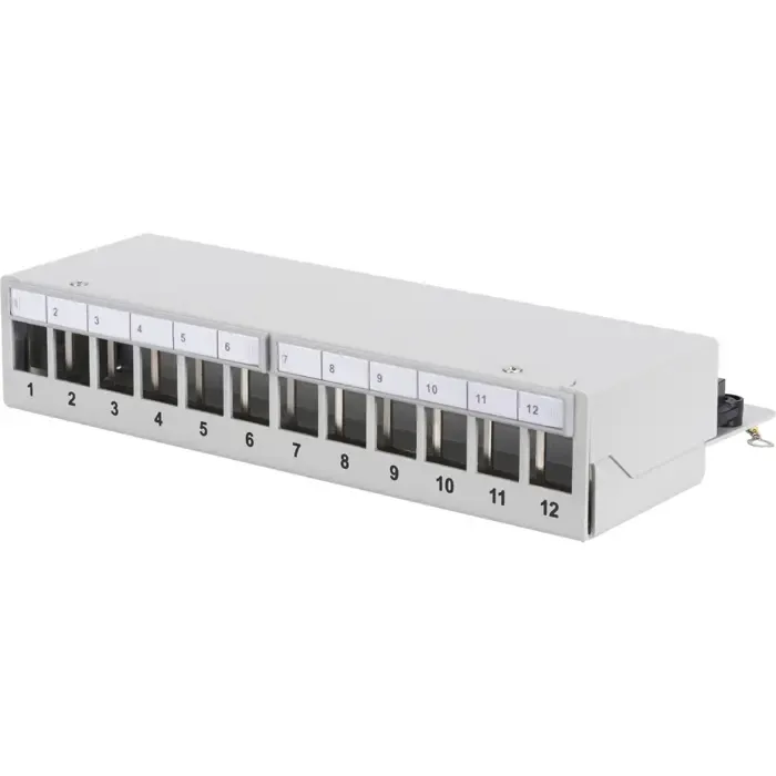 digitus modular desktop patch panel, 12-port (light gray, for keystone modules, with labeling field) - slika 1