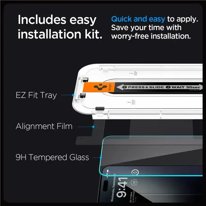 spigen glass tr ez fit, transparency, zaštitno staklo za ekran telefona, 2 kom - iphone 15 pro (agl06892) - slika 4