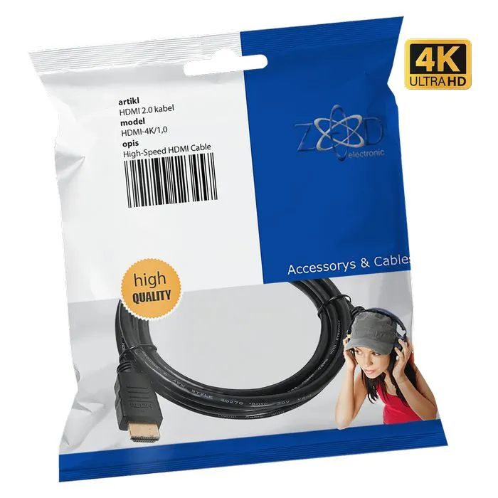 zed electronic hdmi 2.0 kabl, 4k, dužina 1,0 met. - hdmi-4k/1,0 - slika 2