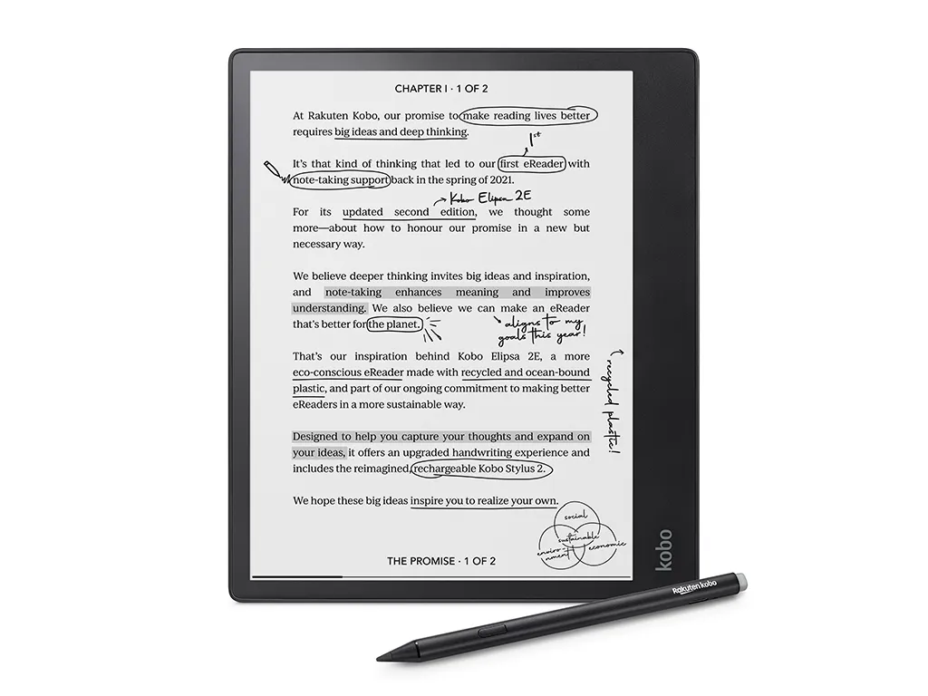 e-bralnik kobo elipsa 2e, 10.3'' touch, 32gb wifi + bluetooth, black- n605-ku-bk-k-bu - slika 1