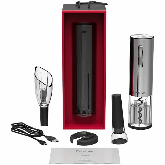 nemi, electric wine opener, aerator, vacuum preserver, silver color - slika 2