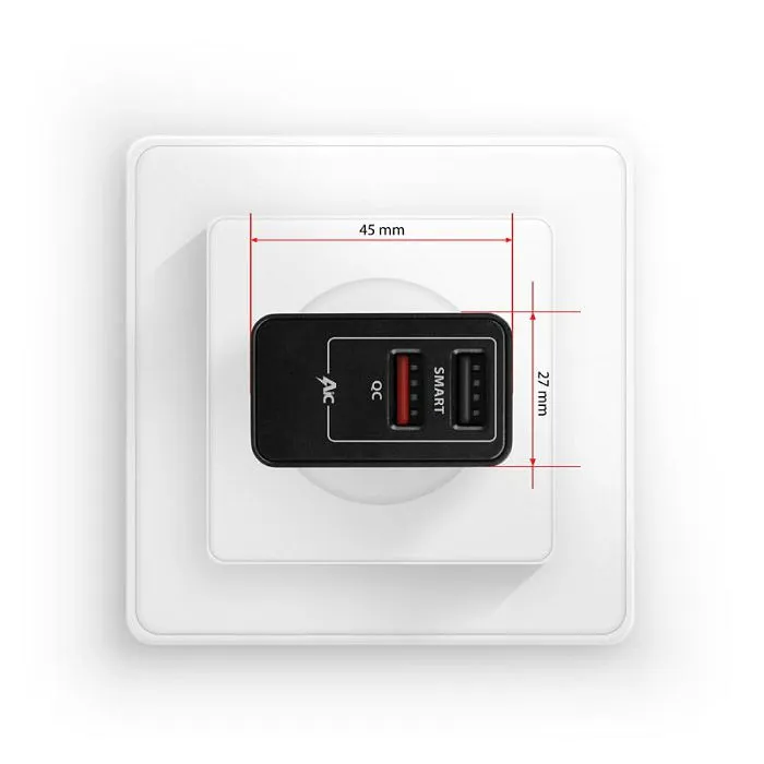 axagon acu-qs24 ladegerät, 2x usb-a, qc3.0/smart 5v 1,2a, 24w - black acu-qs24 - slika 5