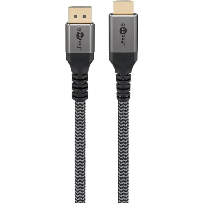 goobay plus displayport > hdmi adapter cable, 4k @ 60hz (gray, 1 meter) - slika 2