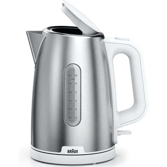braun household kettle purshine wk 1500 wh (stainless steel/white, 1.7 liters, 2,200 watts) - slika 2