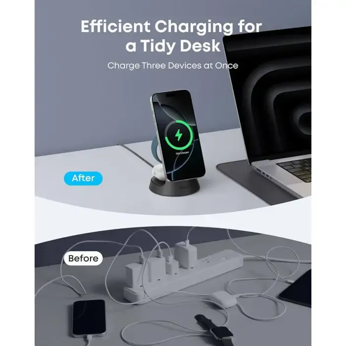 anker maggo wireless charging stand 3v1, black - slika 2