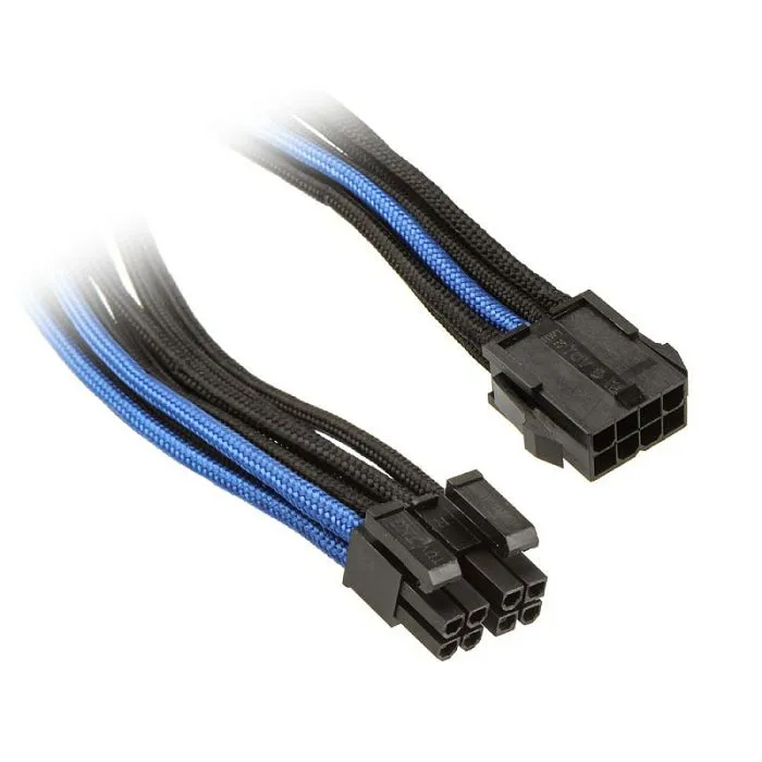 silverstone eps 8-pin zu eps/atx 4+4-pin kabel, 300mm - black/blau sst-pp07-eps8ba - slika 1
