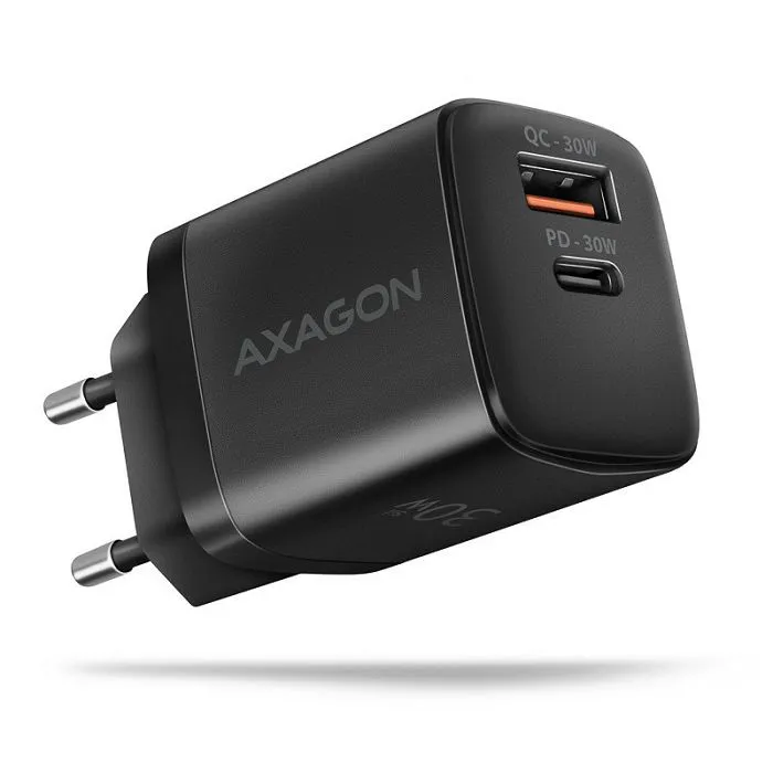 axagon acu-pq30 charger qc3.0, 4.0/afc/fcp/pps/apple + pd usb-c, 30w - black acu-pq30 - slika 1
