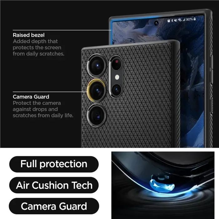 spigen liquid air, zaštitna maska za telefon, crna - samsung galaxy s23 ultra - slika 4