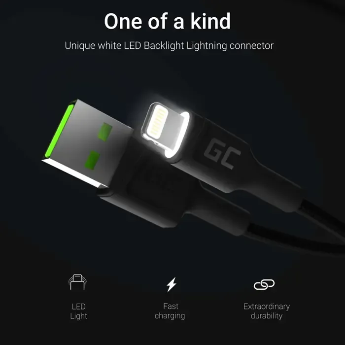green cell kabgc05 lightning cable 1.2 m black - slika 2