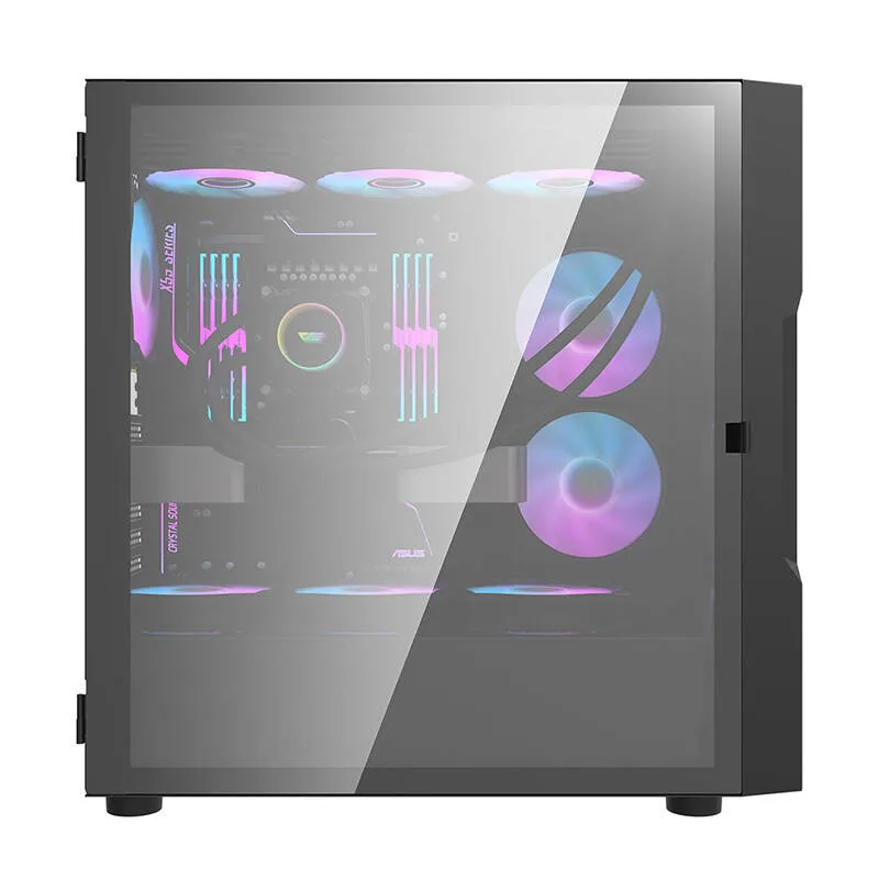 darkflash dk431 glass computer case (black) + 4 rgb fans - slika 2