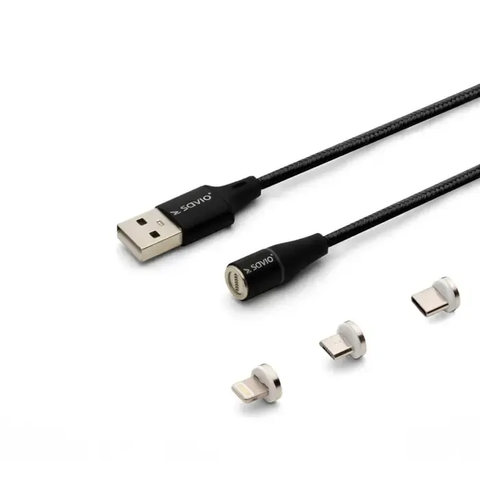 savio cl-155 usb cable 2 m usb 2.0 usb c micro usb a/lightning black - slika 1