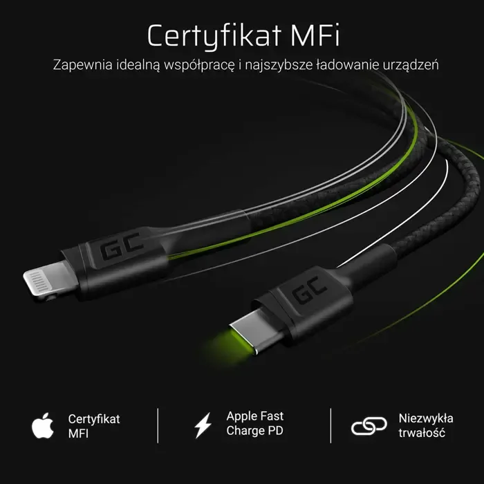 green cell kabgc07 lightning cable 1 m black - slika 4