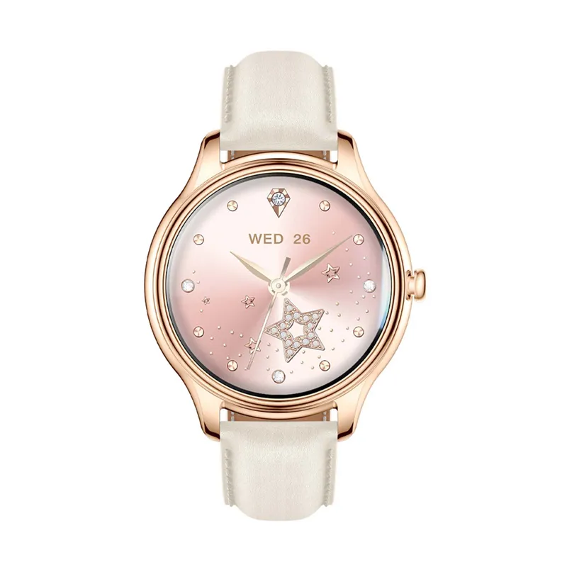 colmi l28 smart watch (gold + gold leather strap) - slika 3