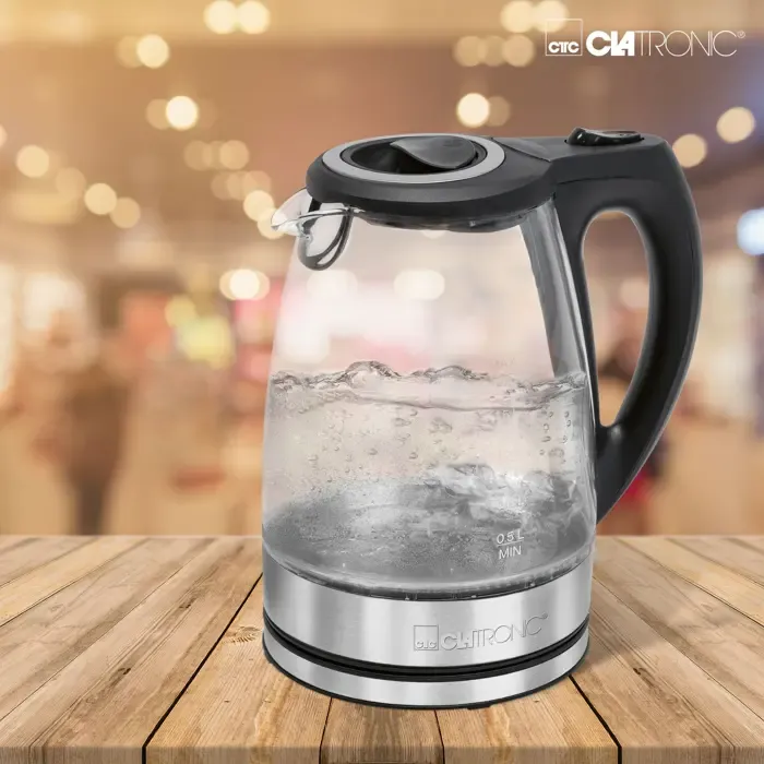 clatronic glass kettle wks 3744 g (black/silver, 2,200 watts, 1.7 liters) - slika 5