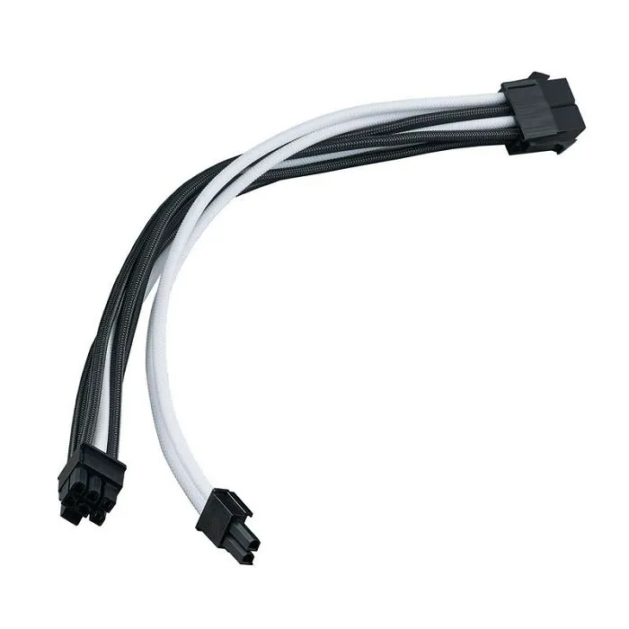 silverstone pp07e-pcibw 8-pin-pcie auf 6+2-pin-pcie verlängerung, 250mm - black/white sst-pp07e-pcibw - slika 1