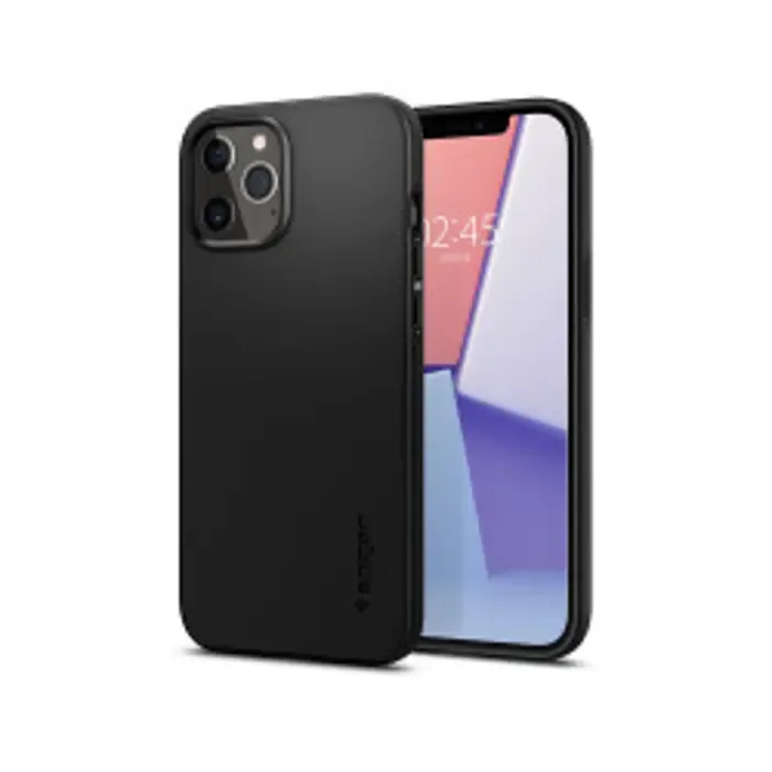 spigen thin fit, zaštitna maska za telefon, crna - iphone 12/pro - slika 1